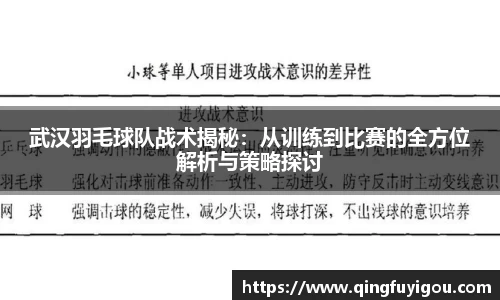 武汉羽毛球队战术揭秘：从训练到比赛的全方位解析与策略探讨